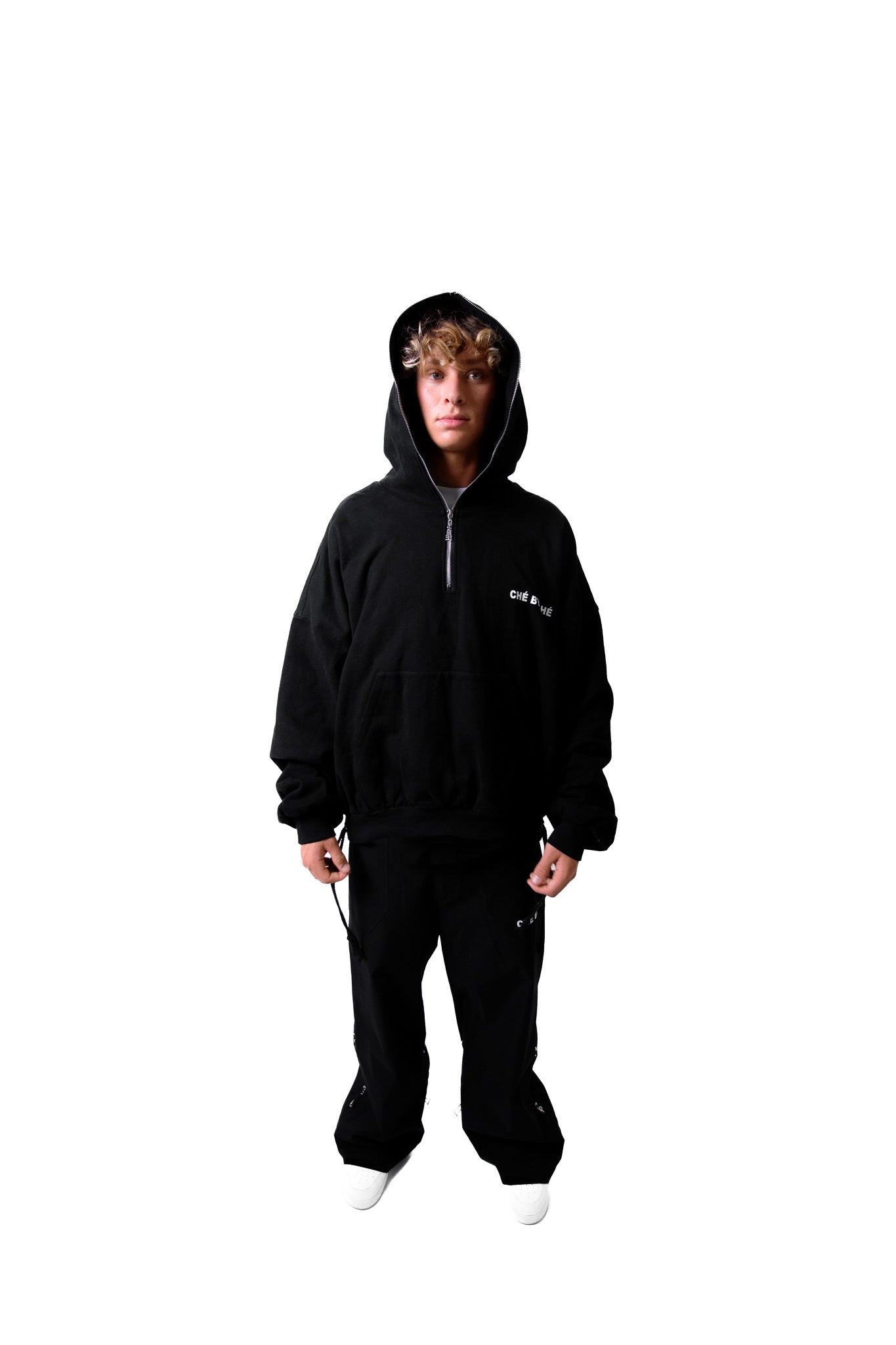 SW93 HALF ZIPPED LOGO HOODIE